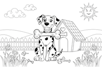 A Dalmatian holding a bone – Dalmatian coloring page