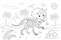 Triceratopso skeletas – triceratopso vaizdų spalvinimo paveiksliukas