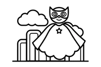 Superherojaus apsiaustas ir kaukė – superherojaus spalvinimo paveiksliukas