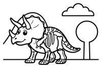 Triceratopso skeletas – triceratopso vaizdų spalvinimo paveiksliukas