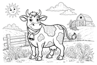 A cow with a bell around its neck – Cow coloring page